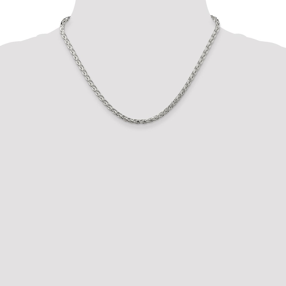 Sterlingsilber 3.5mm Diamantiert Rund Ährenkette Halskette