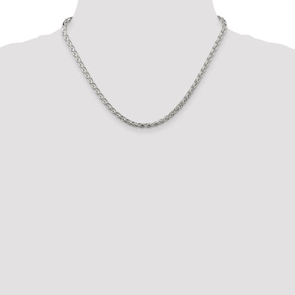 Sterlingsilber 3.5mm Diamantiert Rund Ährenkette Halskette