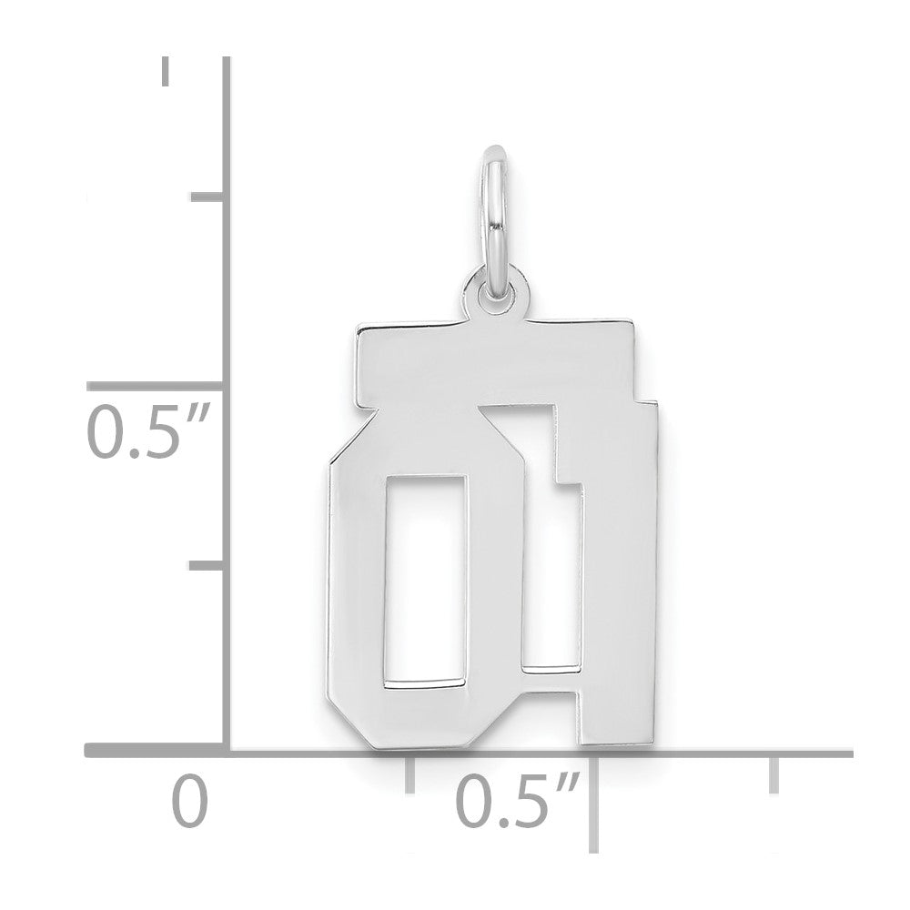 Sterlingsilber Klein Poliert Zahl 01 mit Oberteil Charm