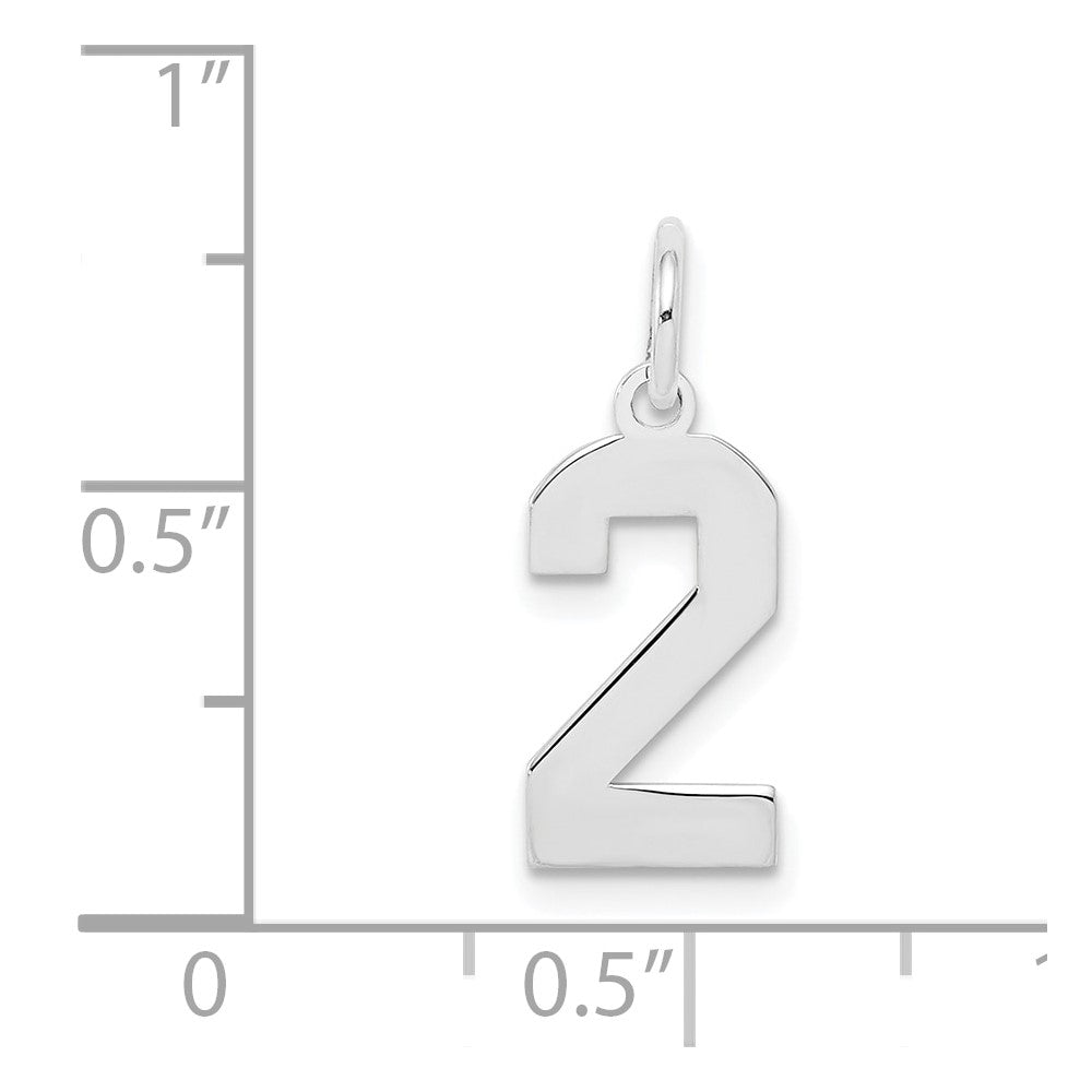Sterlingsilber Silber/rhodiniert Poliert Zahl 2 Charm