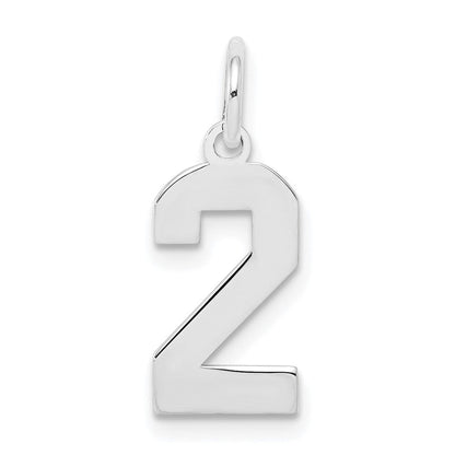Sterlingsilber Silber/rhodiniert Poliert Zahl 2 Charm