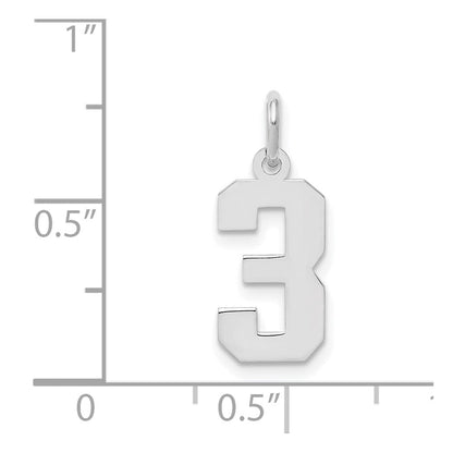 Sterlingsilber Silber/rhodiniert Poliert Zahl 3 Charm