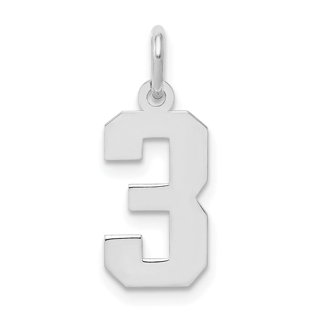 Sterlingsilber Silber/rhodiniert Poliert Zahl 3 Charm