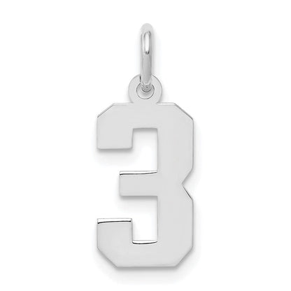 Sterlingsilber Silber/rhodiniert Poliert Zahl 3 Charm