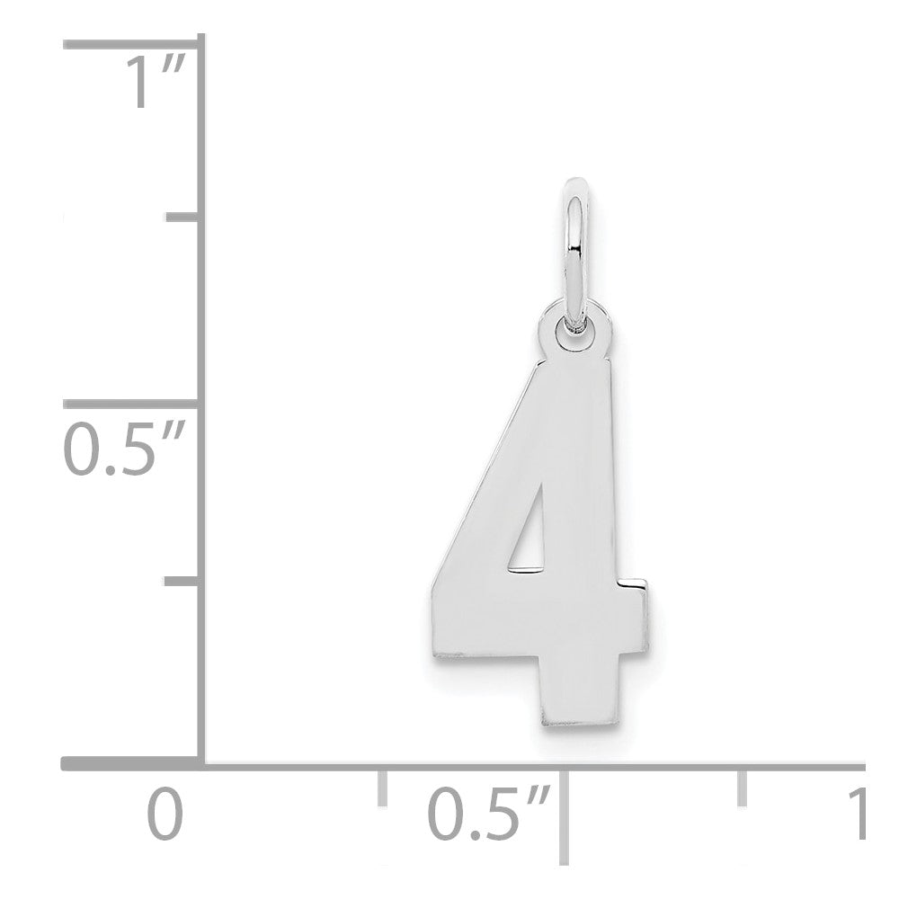 Sterlingsilber Silber/rhodiniert Poliert Zahl 4 Charm