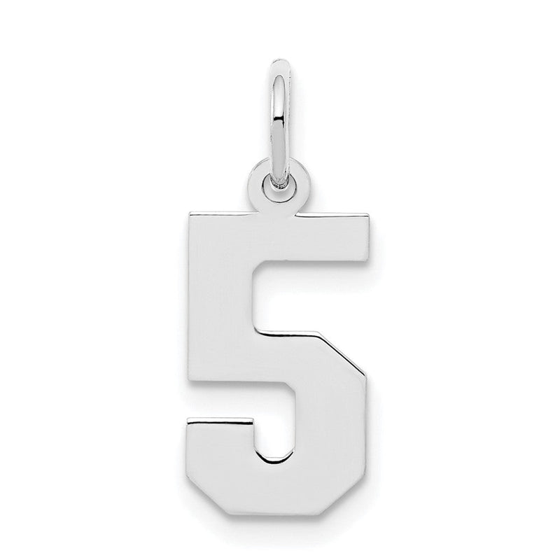 Sterlingsilber Silber/rhodiniert Poliert Zahl 5 Charm