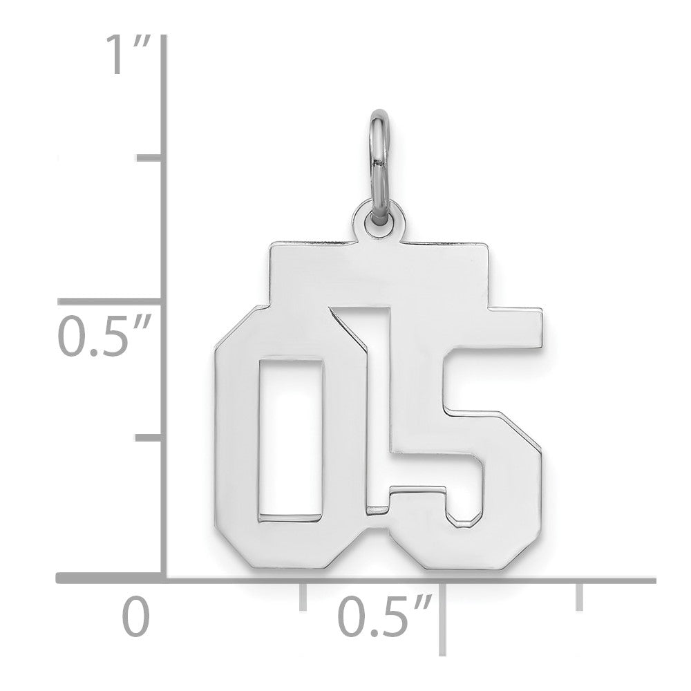 Sterlingsilber Klein Poliert Zahl 05 mit Oberteil Charm