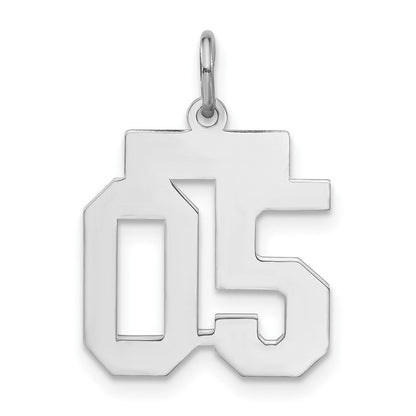 Sterlingsilber Klein Poliert Zahl 05 mit Oberteil Charm