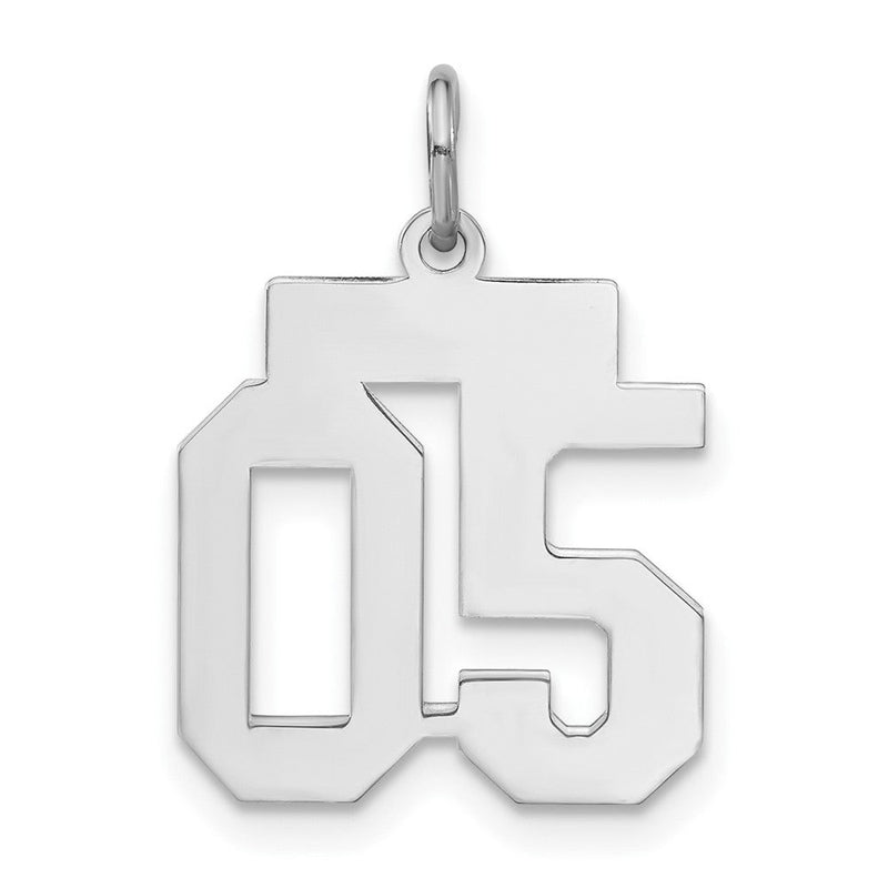 Sterlingsilber Klein Poliert Zahl 05 mit Oberteil Charm