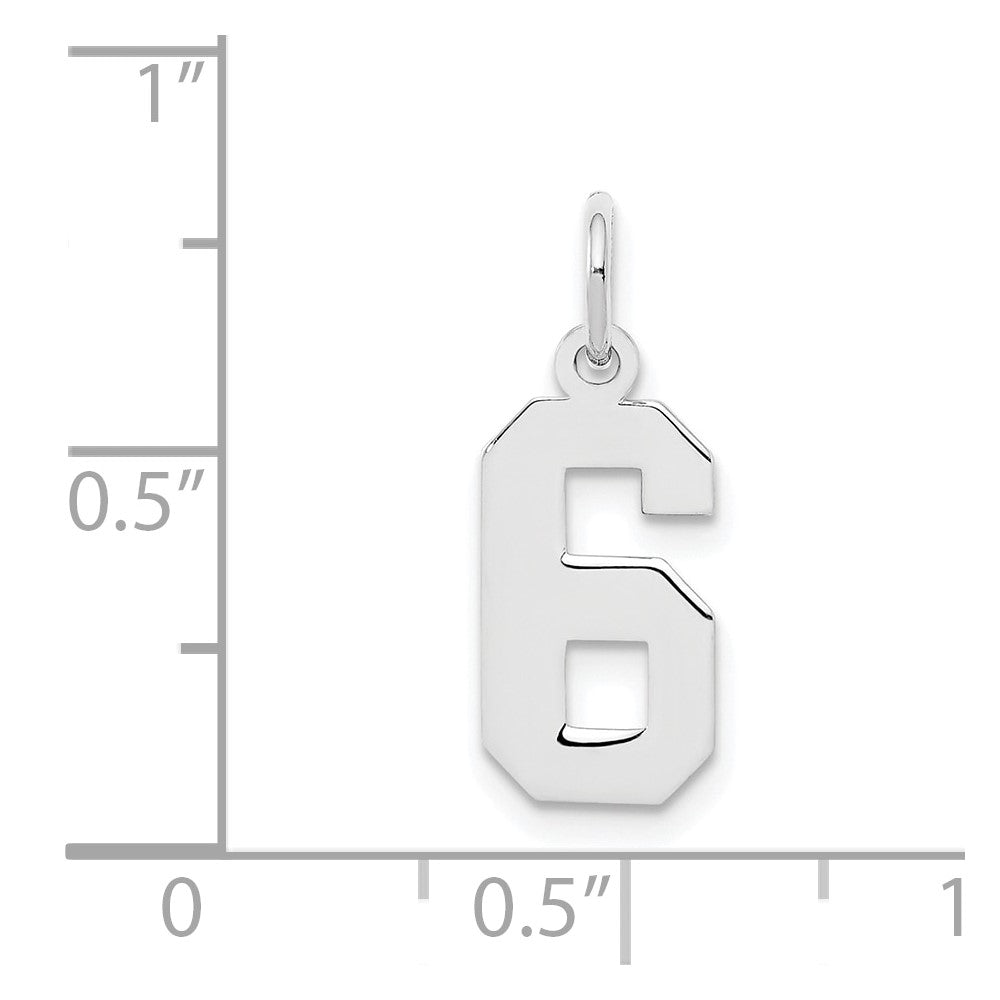 Sterlingsilber Silber/rhodiniert Poliert Zahl 6 Charm
