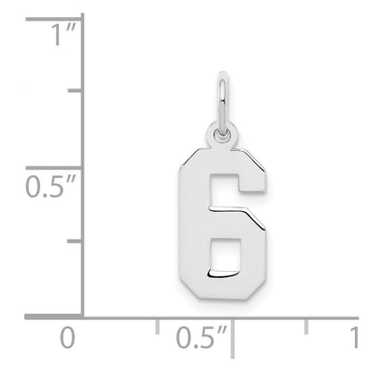 Sterlingsilber Silber/rhodiniert Poliert Zahl 6 Charm
