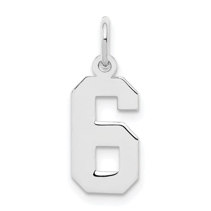 Sterlingsilber Silber/rhodiniert Poliert Zahl 6 Charm