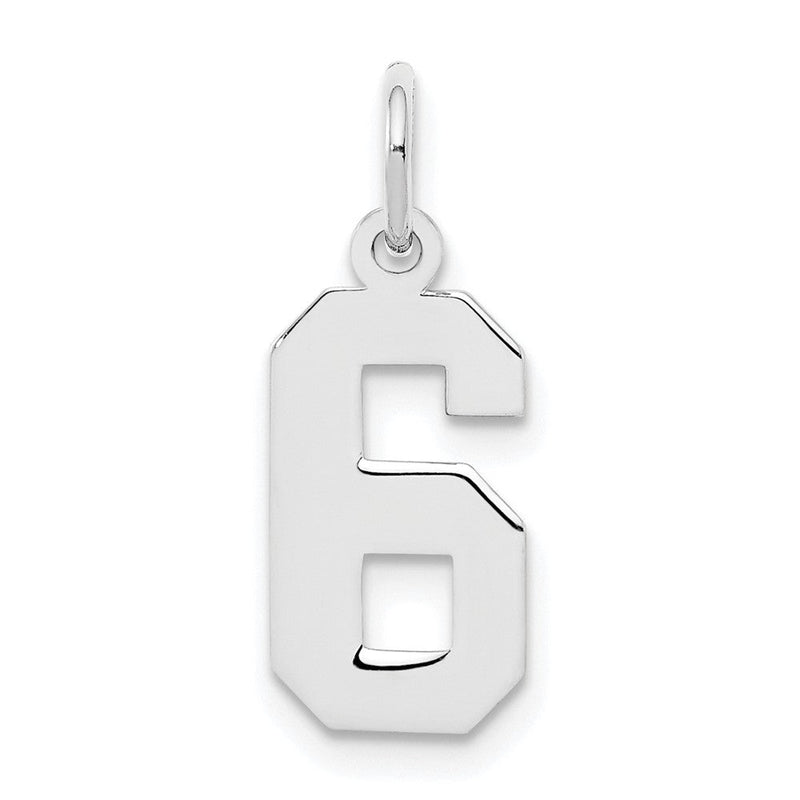 Sterlingsilber Silber/rhodiniert Poliert Zahl 6 Charm