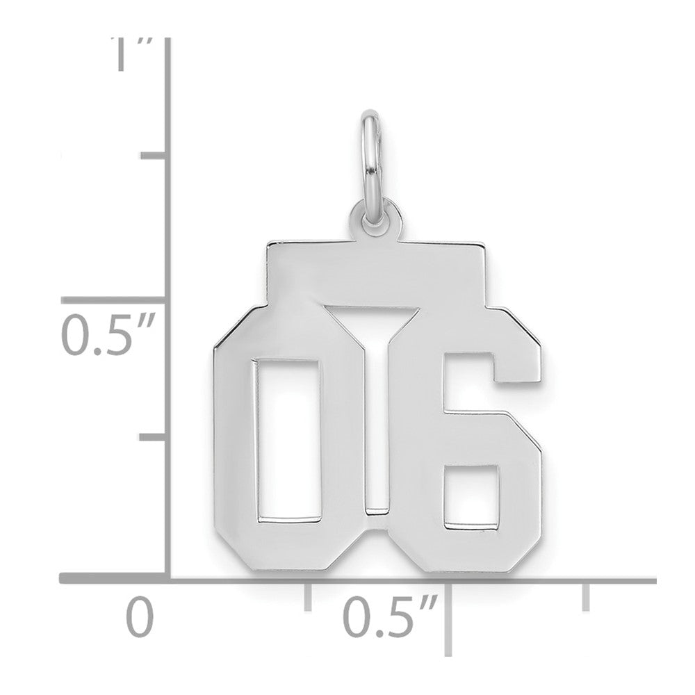 Sterlingsilber Klein Poliert Zahl 06 mit Oberteil Charm