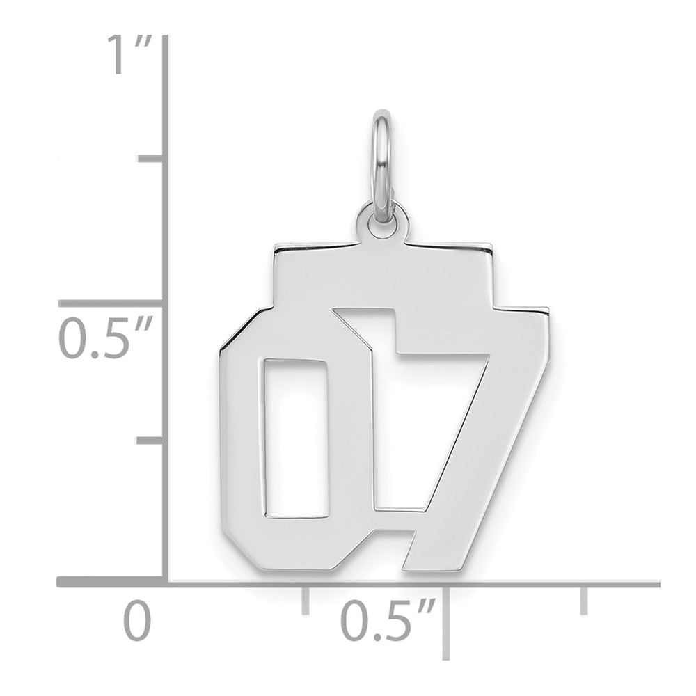Sterlingsilber Klein Poliert Zahl 07 mit Oberteil Charm