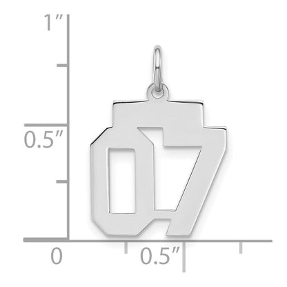 Sterlingsilber Klein Poliert Zahl 07 mit Oberteil Charm