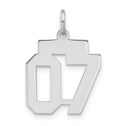 Sterlingsilber Klein Poliert Zahl 07 mit Oberteil Charm