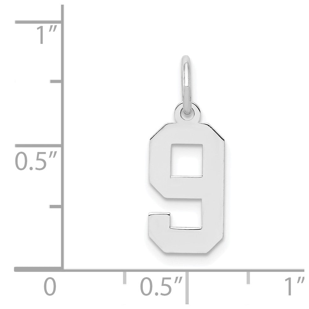 Sterlingsilber Silber/rhodiniert Poliert Zahl 9 Charm