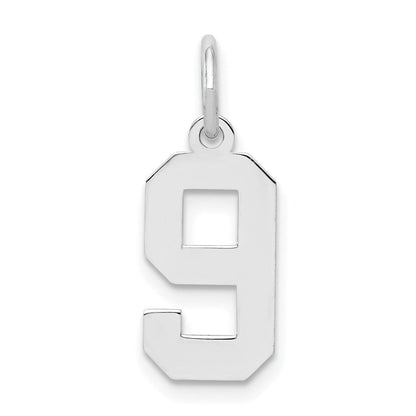 Sterlingsilber Silber/rhodiniert Poliert Zahl 9 Charm