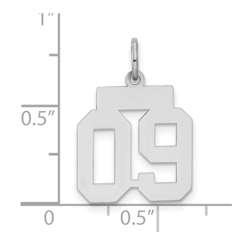 Sterlingsilber Poliert Klein Zahl 09 mit Oberteil Charm