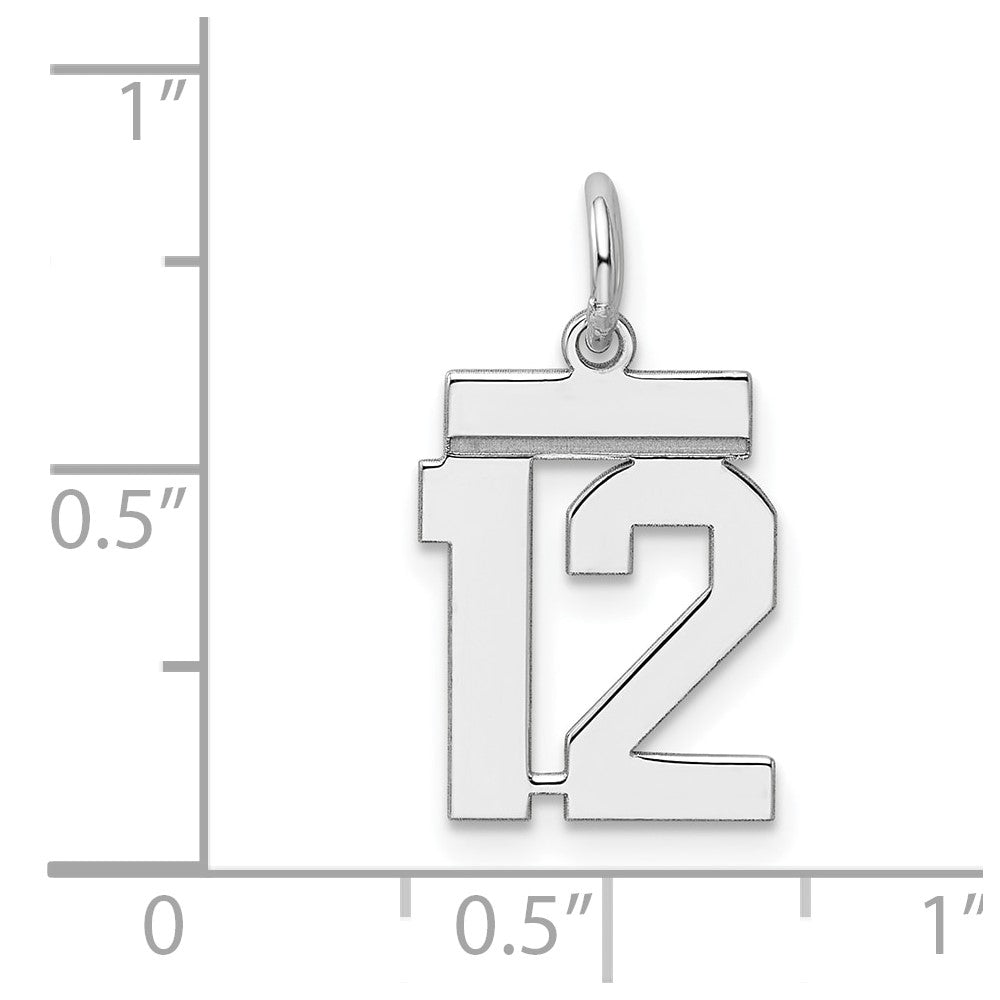 Sterlingsilber Silber/rhodiniert Poliert Zahl 12 Charm
