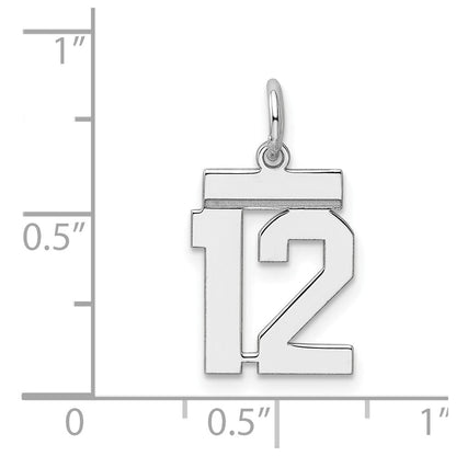 Sterlingsilber Silber/rhodiniert Poliert Zahl 12 Charm