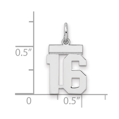Sterlingsilber Silber/rhodiniert Poliert Zahl 16 Charm