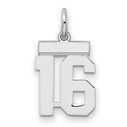 Sterlingsilber Silber/rhodiniert Poliert Zahl 16 Charm