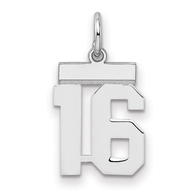 Sterlingsilber Silber/rhodiniert Poliert Zahl 16 Charm