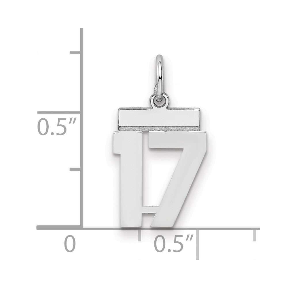 Sterlingsilber Silber/rhodiniert Poliert Zahl 17 Charm
