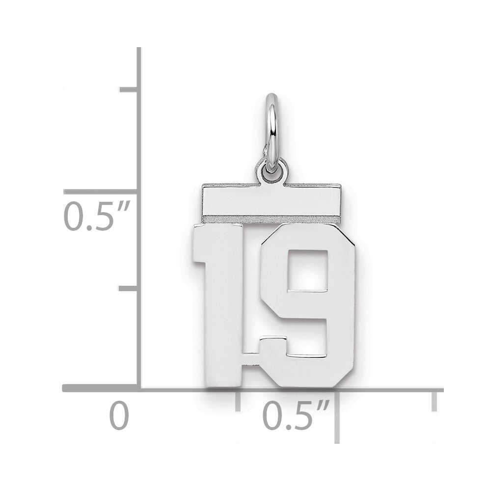 Sterlingsilber Silber/rhodiniert Poliert Zahl 19 Charm