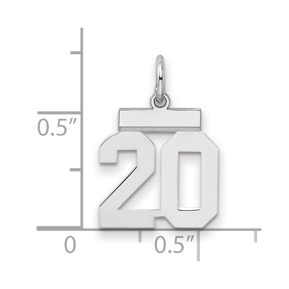 Sterlingsilber Silber/rhodiniert Poliert Zahl 20 Charm