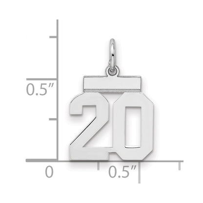 Sterlingsilber Silber/rhodiniert Poliert Zahl 20 Charm