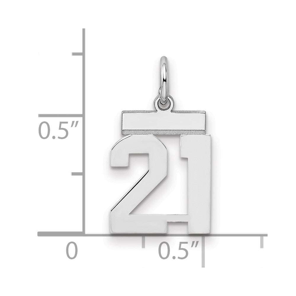 Sterlingsilber Silber/rhodiniert Poliert Zahl 21 Charm