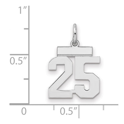 Sterlingsilber Silber/rhodiniert Poliert Zahl 25 Charm