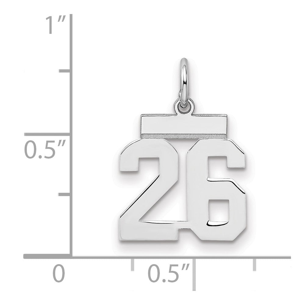 Sterlingsilber Silber/rhodiniert Poliert Zahl 26 Charm