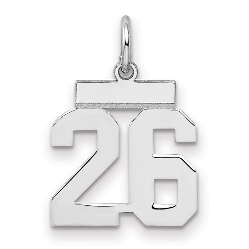 Sterlingsilber Silber/rhodiniert Poliert Zahl 26 Charm