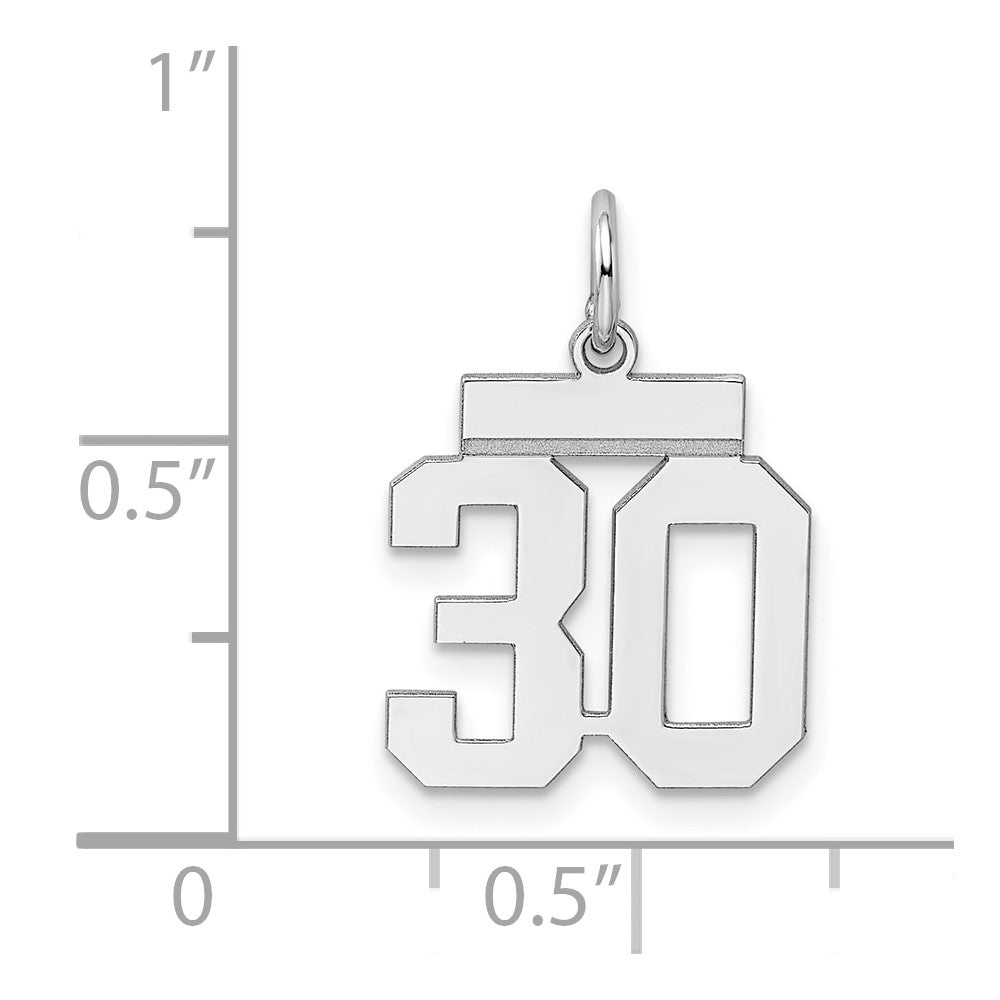 Sterlingsilber Silber/rhodiniert Poliert Zahl 30 Charm