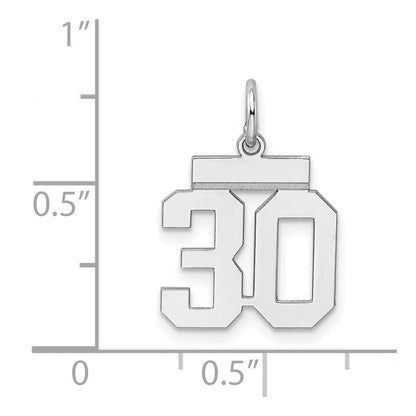 Sterlingsilber Silber/rhodiniert Poliert Zahl 30 Charm