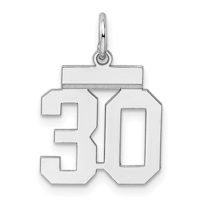Sterlingsilber Silber/rhodiniert Poliert Zahl 30 Charm