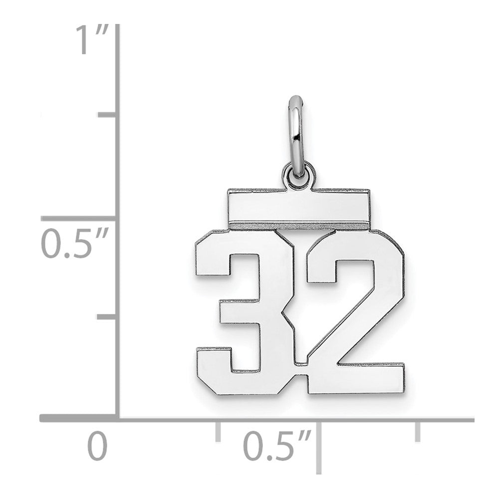 Sterlingsilber Silber/rhodiniert Poliert Zahl 32 Charm