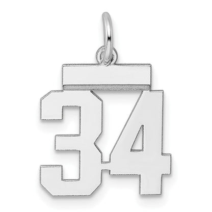 Sterlingsilber Silber/rhodiniert Poliert Zahl 34 Charm