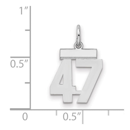Sterlingsilber Silber/rhodiniert Poliert Zahl 47 Charm