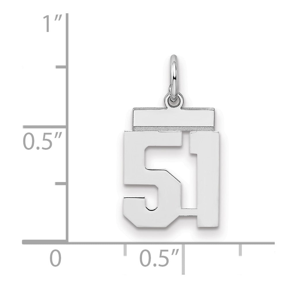Sterlingsilber Silber/rhodiniert Poliert Zahl 51 Charm