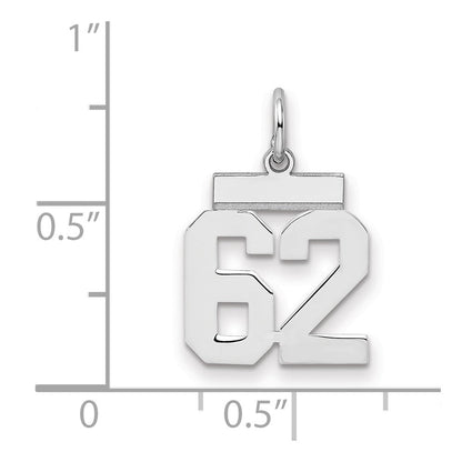 Sterlingsilber Silber/rhodiniert Poliert Zahl 62 Charm