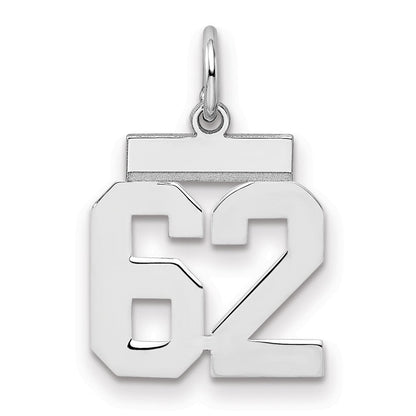 Sterlingsilber Silber/rhodiniert Poliert Zahl 62 Charm