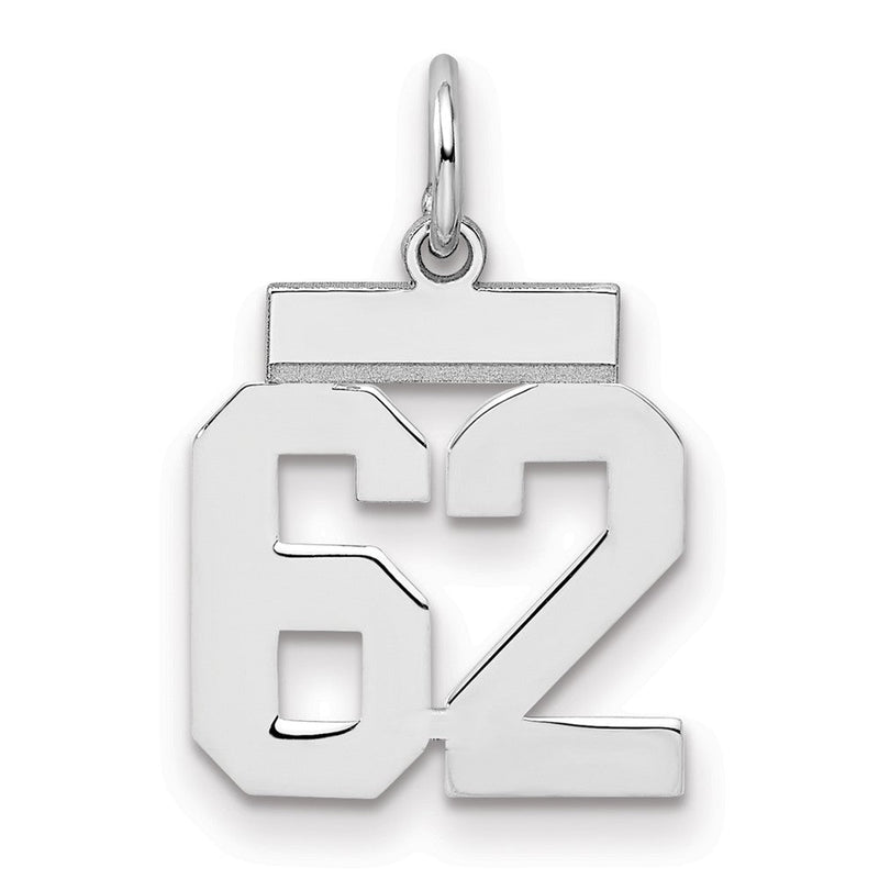 Sterlingsilber Silber/rhodiniert Poliert Zahl 62 Charm