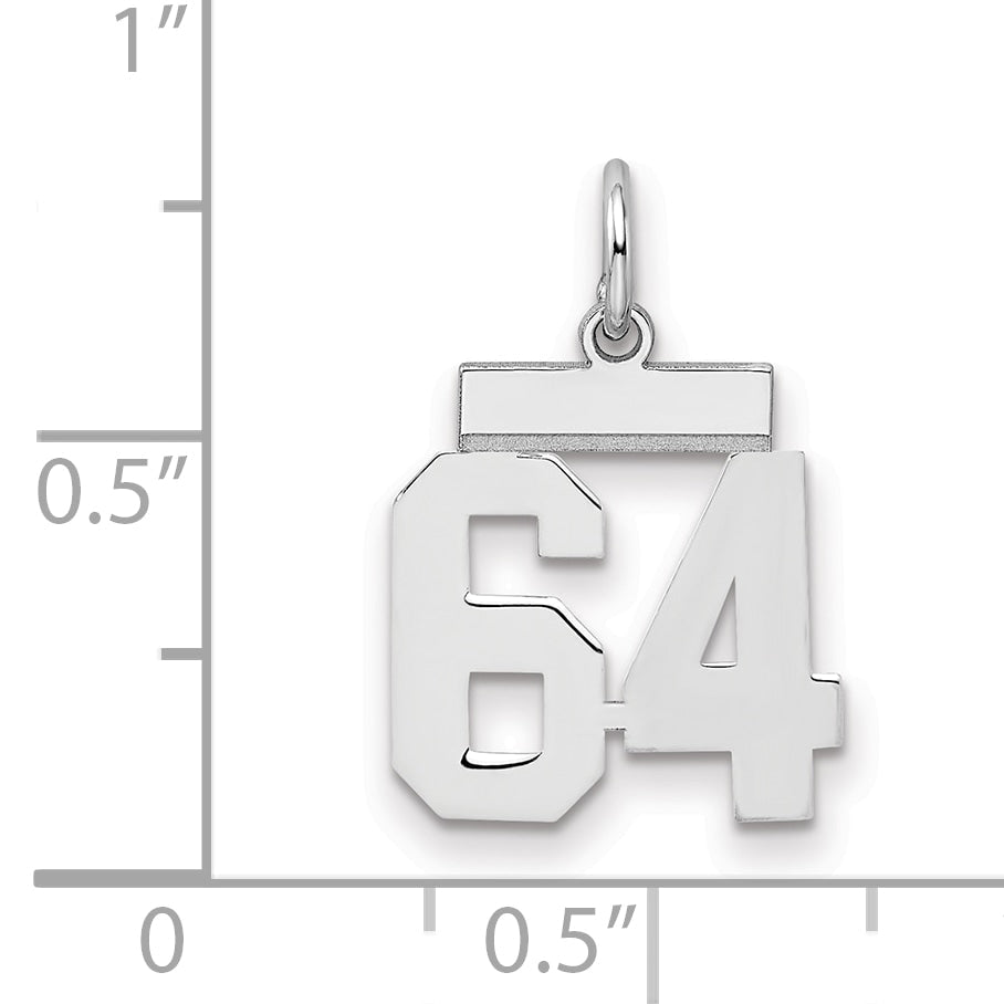 Sterlingsilber Silber/rhodiniert Poliert Zahl 64 Charm