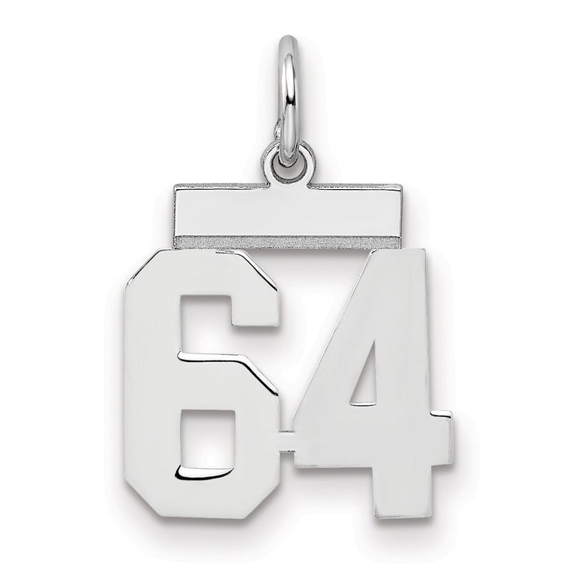 Sterlingsilber Silber/rhodiniert Poliert Zahl 64 Charm
