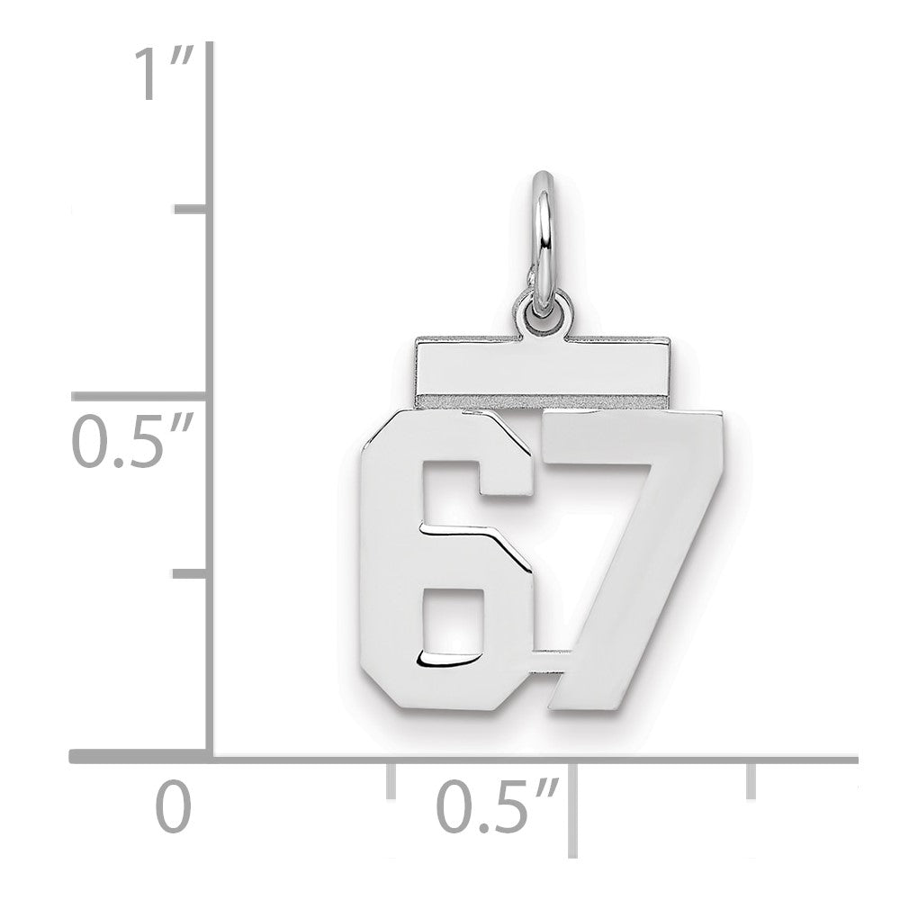 Sterlingsilber Silber/rhodiniert Poliert Zahl 67 Charm